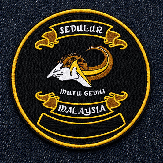 Custom biker memorial patch with a dedicated member-name area and authorized club emblem.