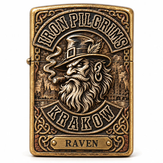 Personalized officer lighter with authorized club emblem and engraved role