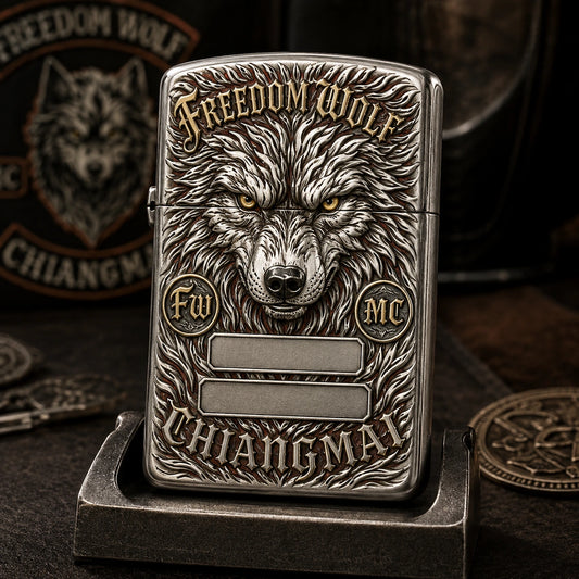 Personalized officer lighter with authorized club emblem and engraved role