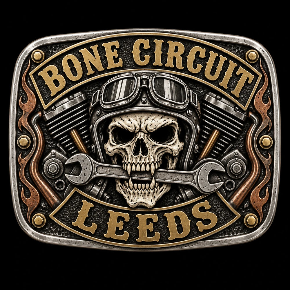 Mixed Relief custom motorcycle club belt buckle