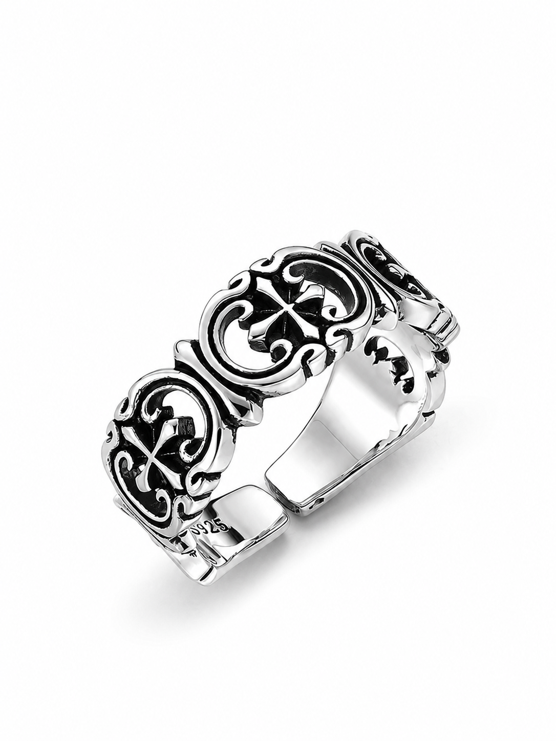 Minimal Cross Sterling Silver Ring - product view