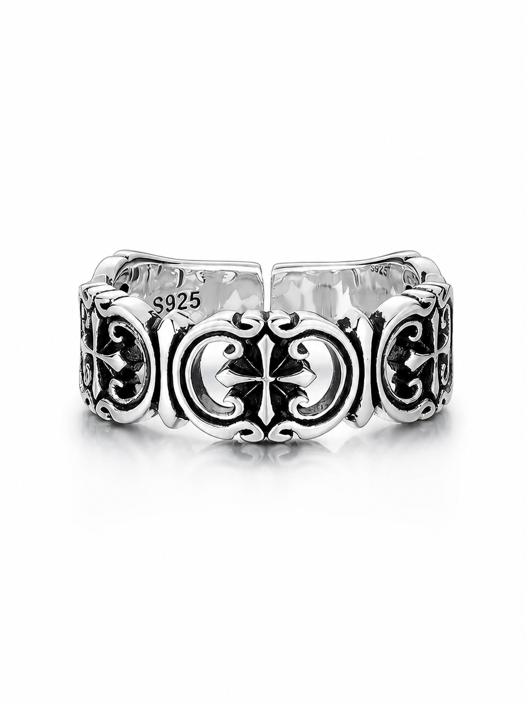 Minimal Cross Sterling Silver Ring - product view 3
