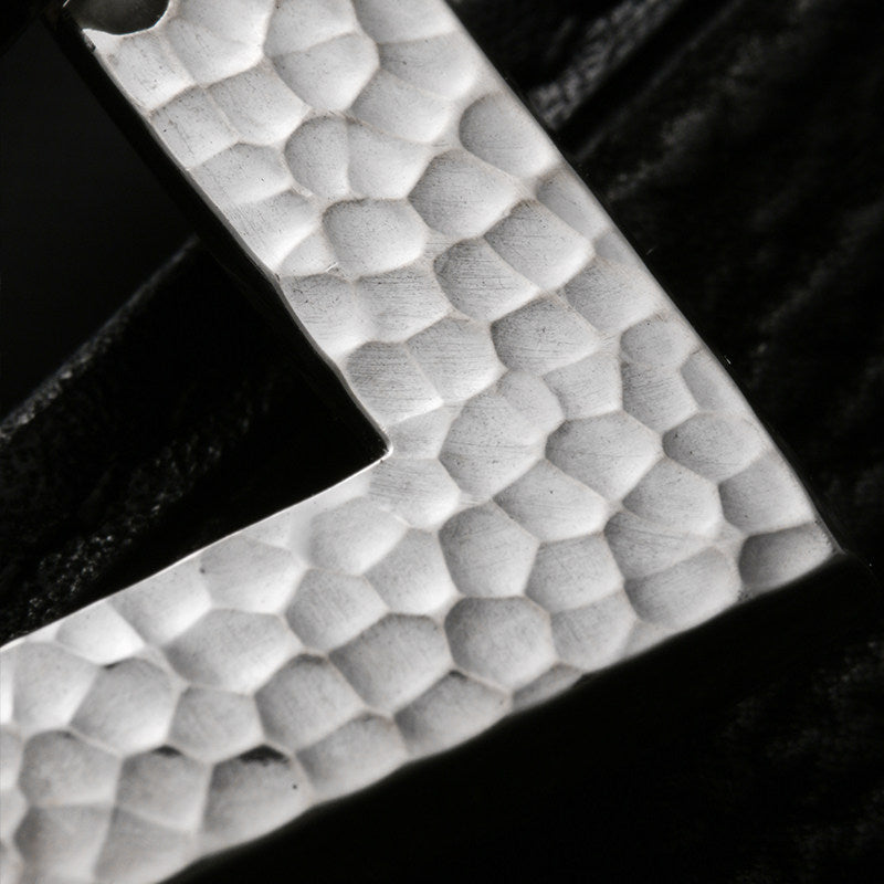 Minimal Hammered Silver Ostrich Leather Biker Belt — alternate product view 2