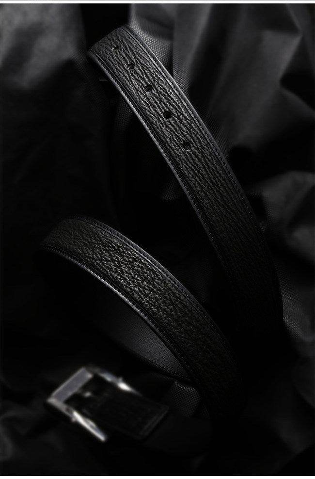 Minimal Hammered Silver Ostrich Leather Biker Belt — detail view 7