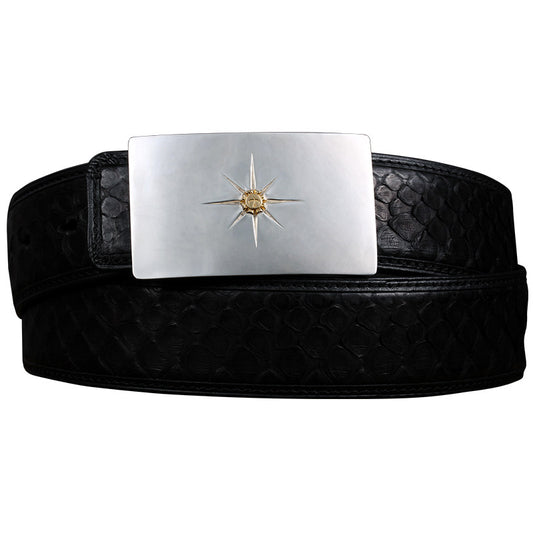 Minimal Silver Python Leather Biker Belt — alternate product view 1