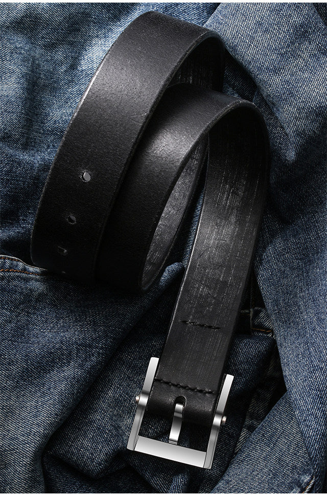 Minimal Square Silver Bridle Leather Biker Belt — detail view 2