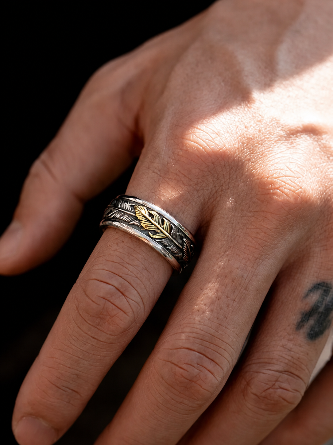 Mobius Feather Sterling Silver Ring - product view 3