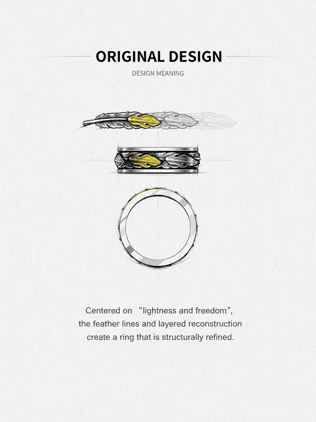 Mobius Feather Sterling Silver Ring - product view 5