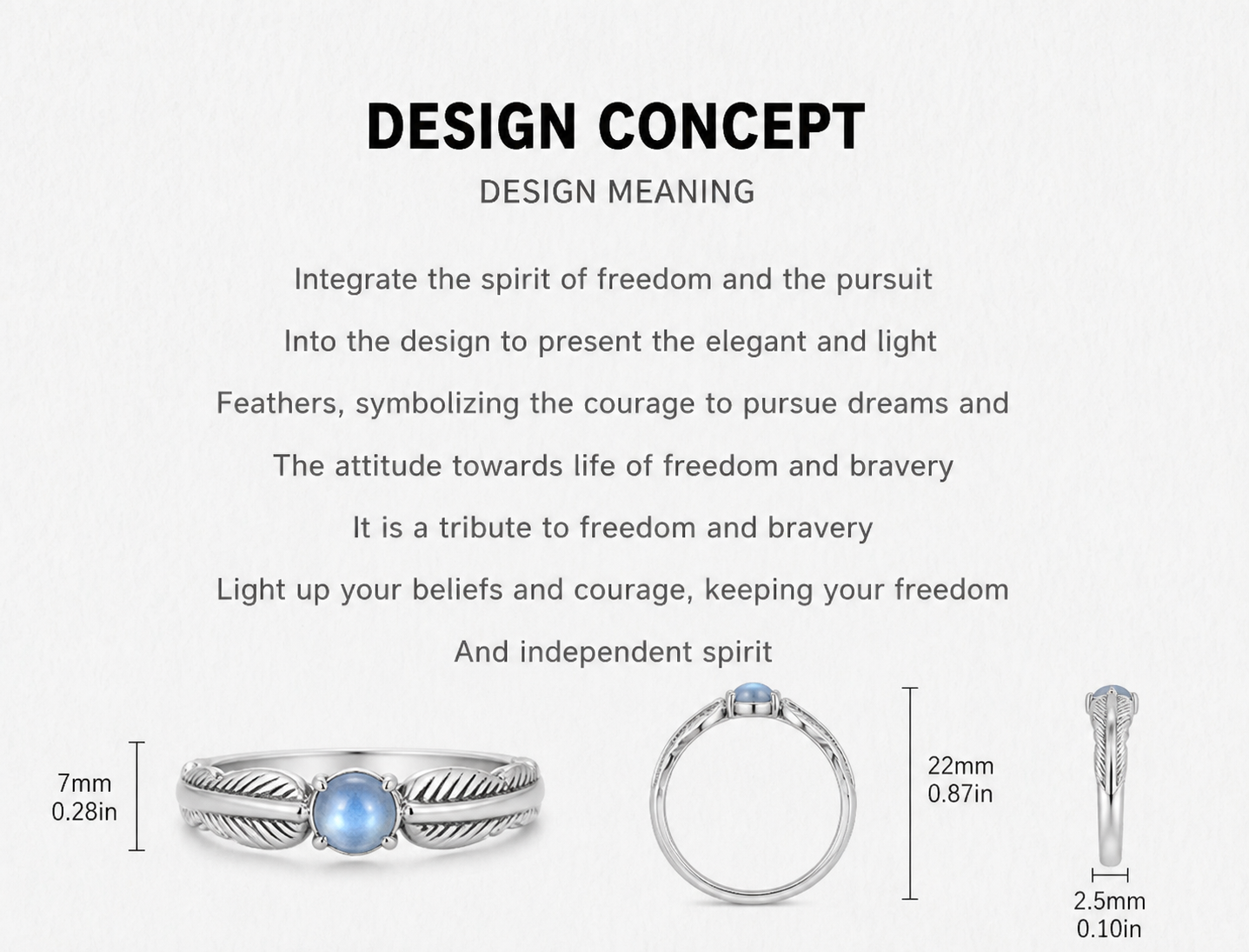 Mobius Feather Sterling Silver Ring - English product detail 6