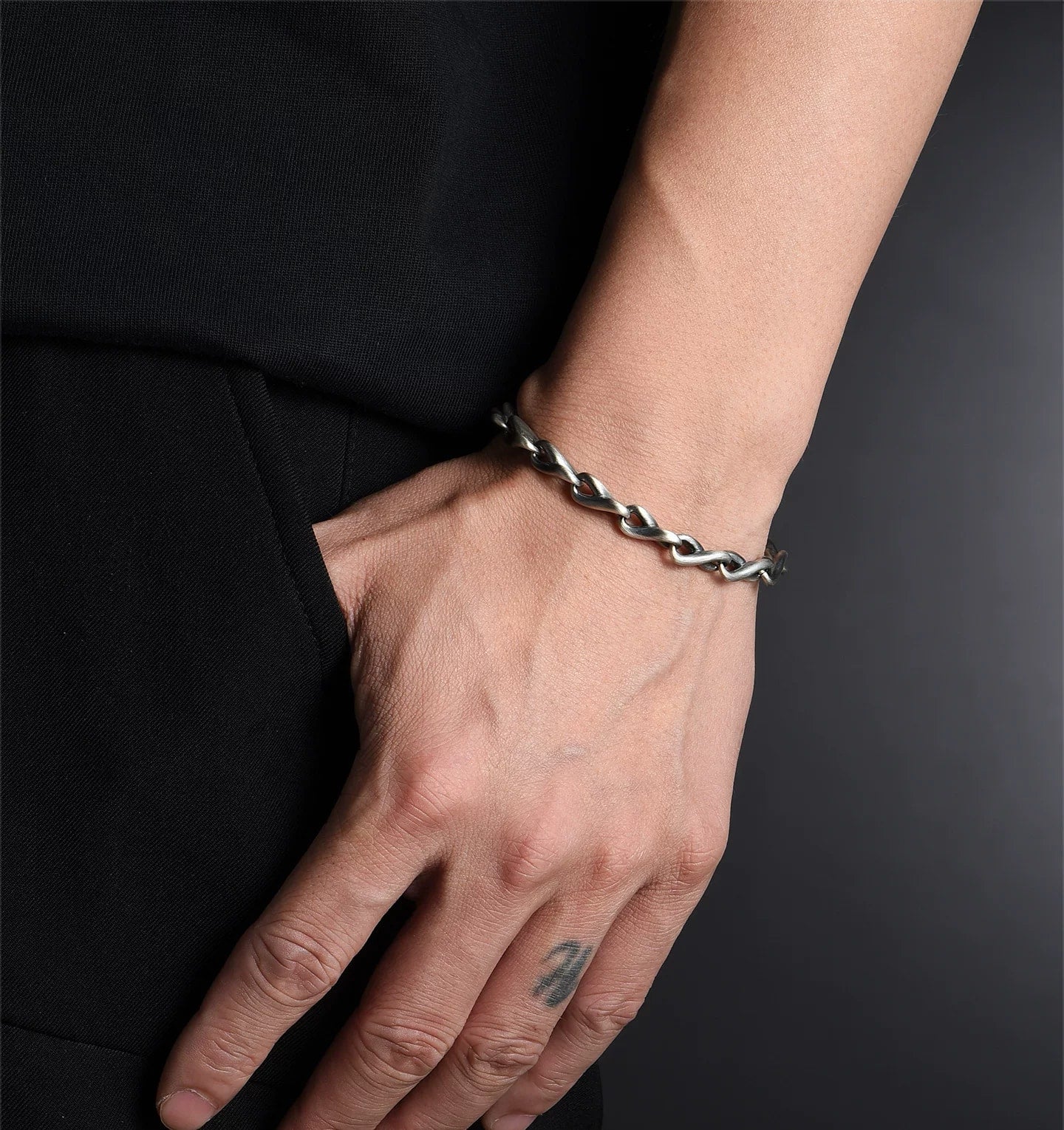 Mobius Sterling Silver Biker Bracelet – design view 3