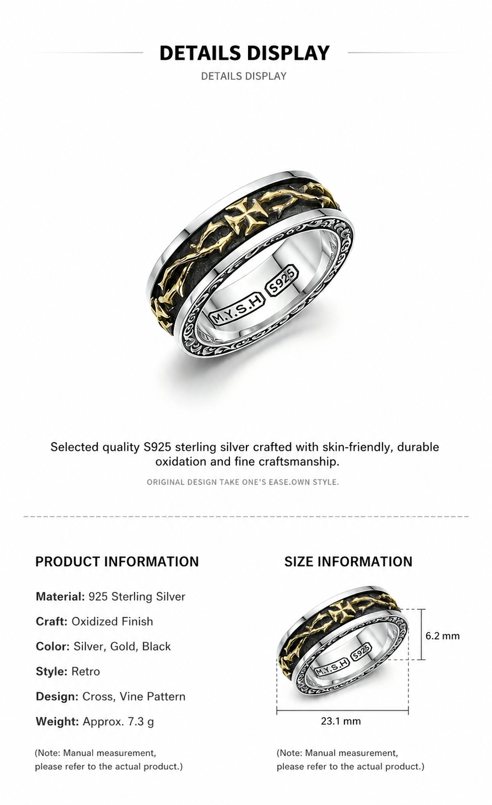 Mobius Thorn Sterling Silver Ring - English product detail 7
