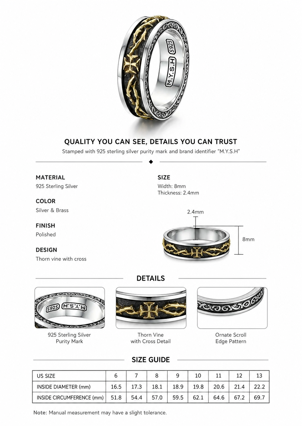 Mobius Thorn Sterling Silver Ring - English product detail 8