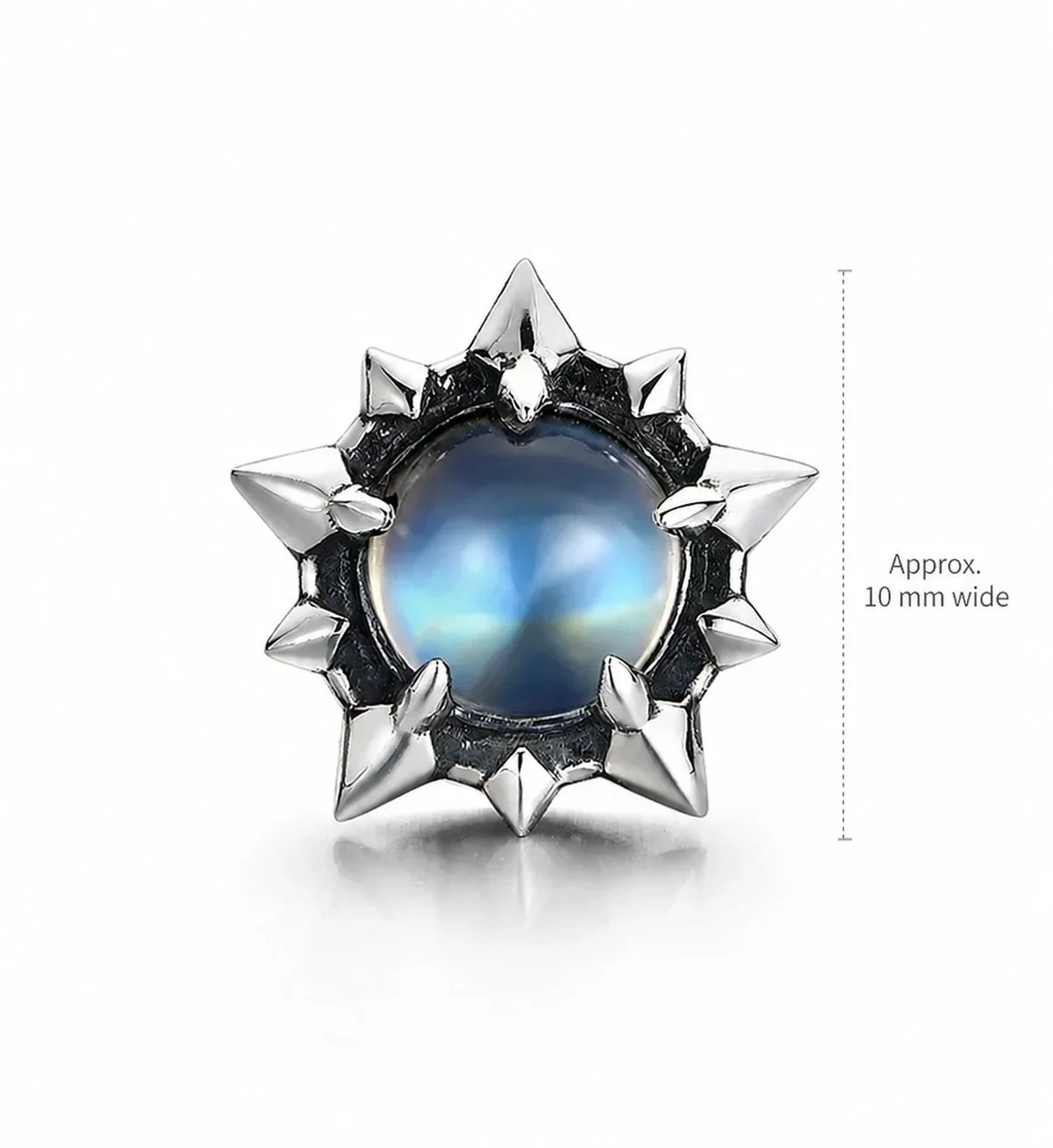 Sterling Silver Moonstone North Star Stud Earring - approximate 10 mm width