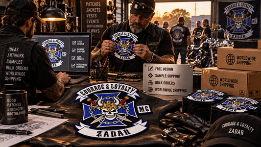 Custom motorcycle club event patch featuring the courage loyalty zadar logo for design, sample, bulk-order and worldwide support.
