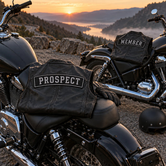 Membership patches for group rides shown as a custom motorcycle club membership patch product.
