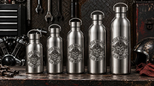 Motorcycle club water bottle capacities compared from compact to maximum size.