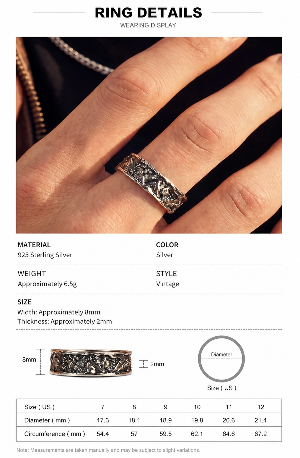Mountain and Sea Promise Sterling Silver Ring - English product detail 10