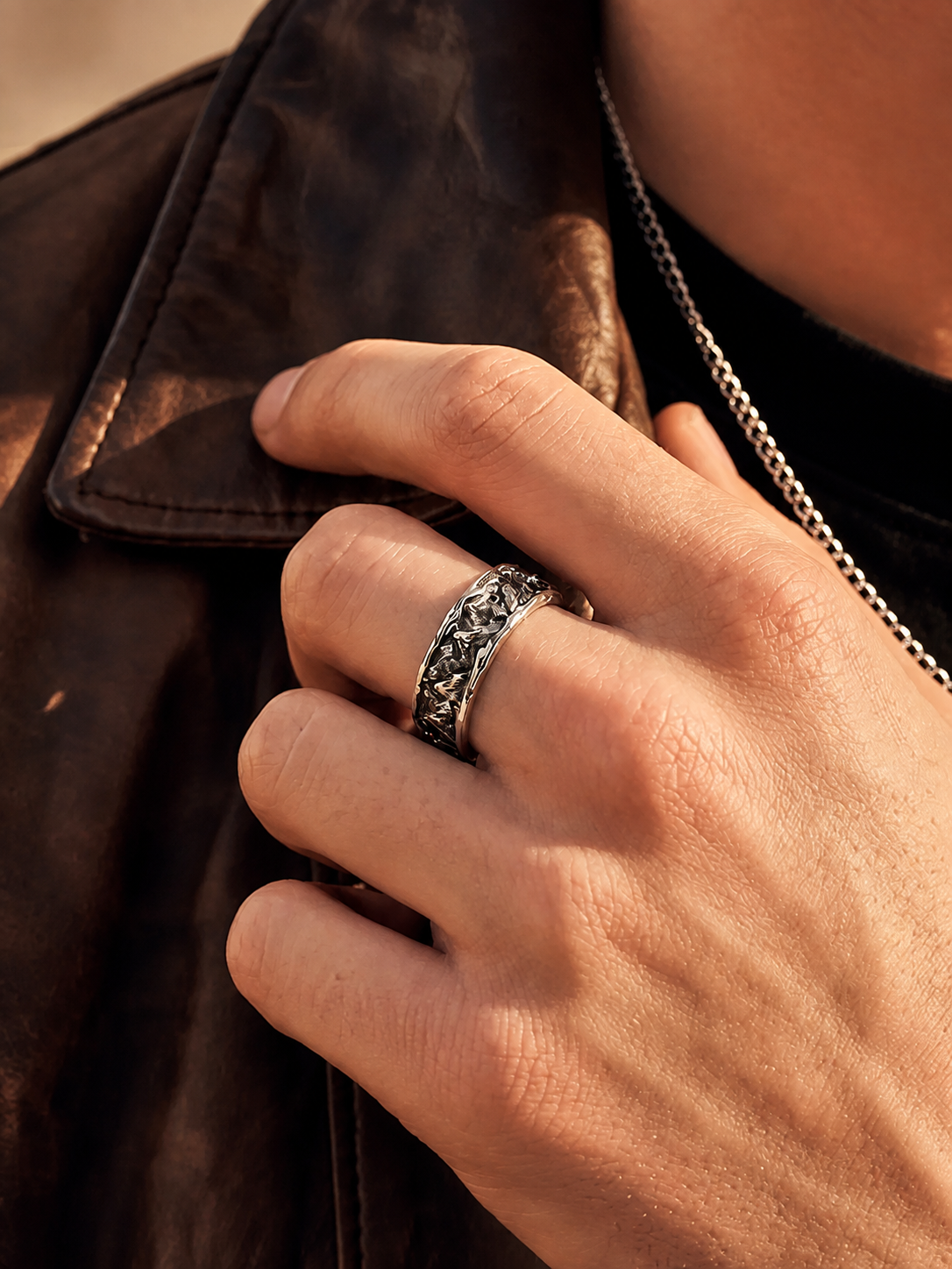 Mountain and Sea Promise Sterling Silver Ring - product view 2