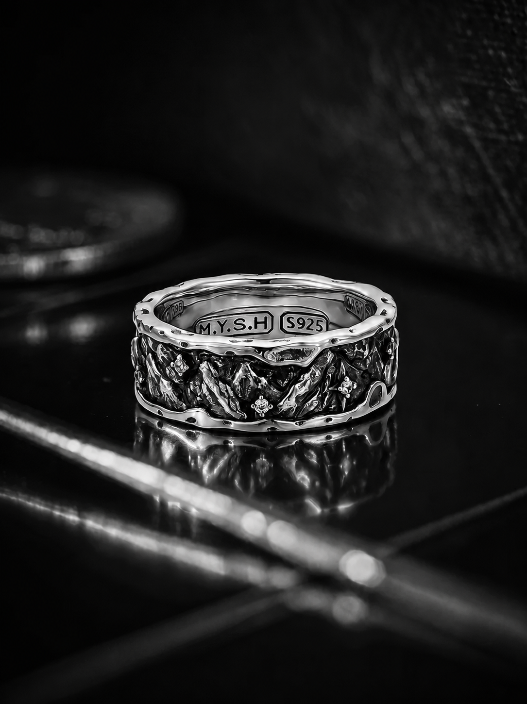 Mountain and Sea Promise Sterling Silver Ring - product view 3