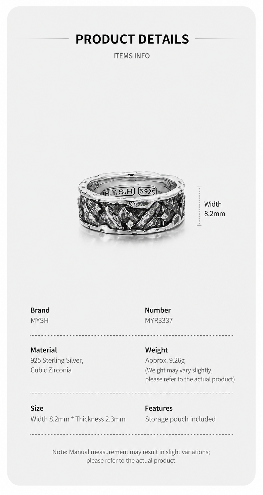 Mountain and Sea Promise Sterling Silver Ring - English product detail 7