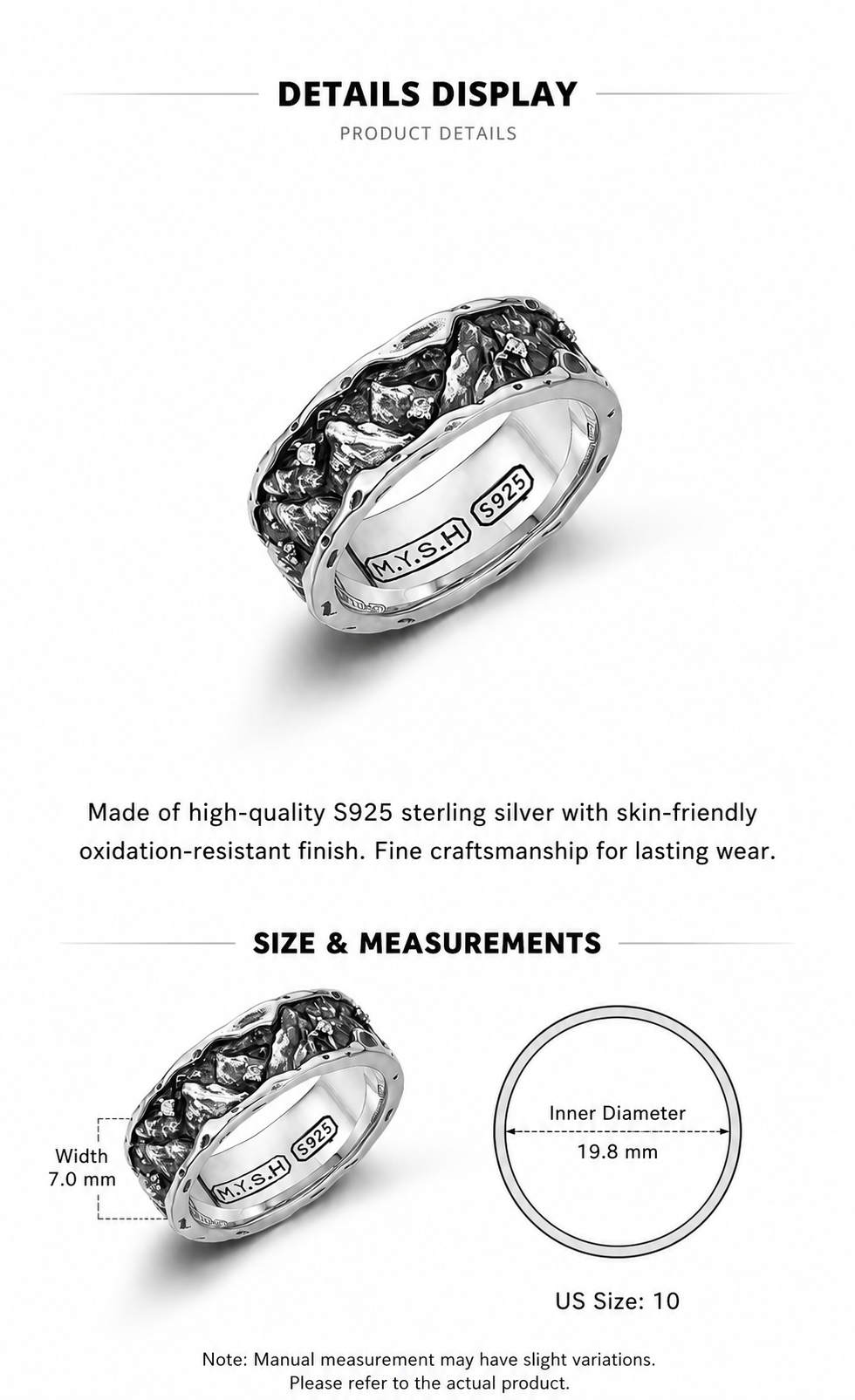 Mountain and Sea Promise Sterling Silver Ring - English product detail 8