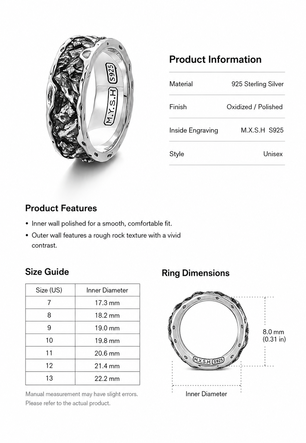 Mountain and Sea Promise Sterling Silver Ring - English product detail 9