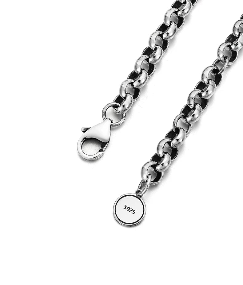 Natural Agate Dzi Bead Sterling Silver Bracelet – design view 4