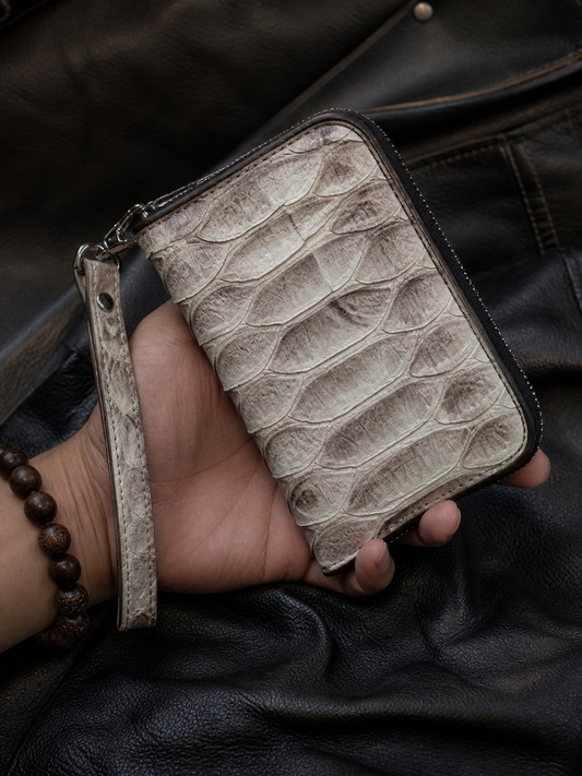 natural python skin biker organizer wallet 1