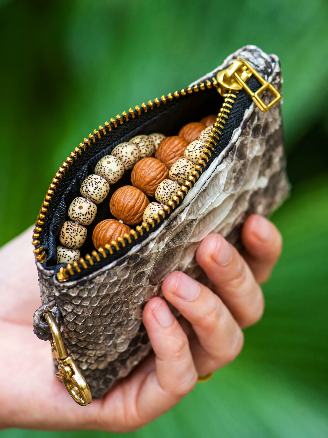 natural python skin biker organizer wallet 4