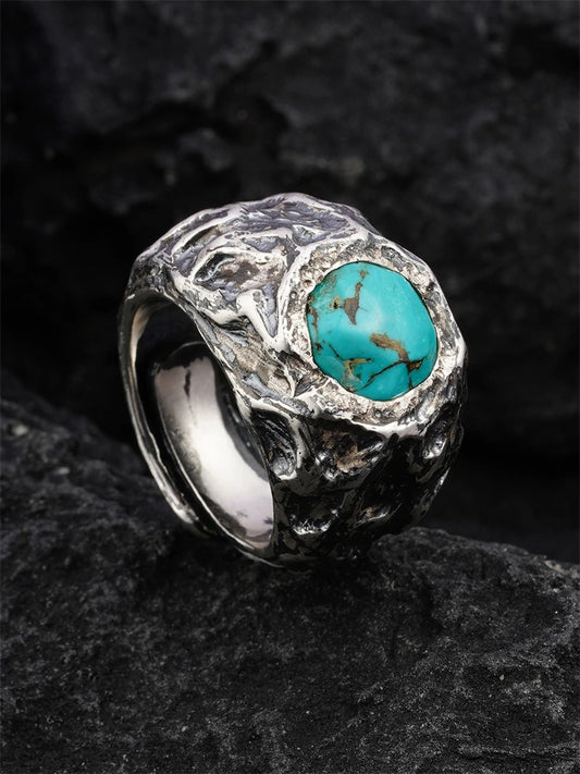 Natural Turquoise 925 Sterling Silver Biker Ring product view 1