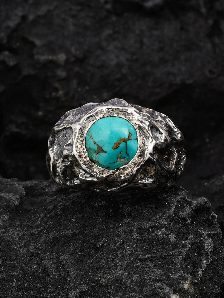 Natural Turquoise 925 Sterling Silver Biker Ring product view 2
