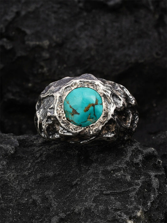 Natural Turquoise 925 Sterling Silver Biker Ring product view 2