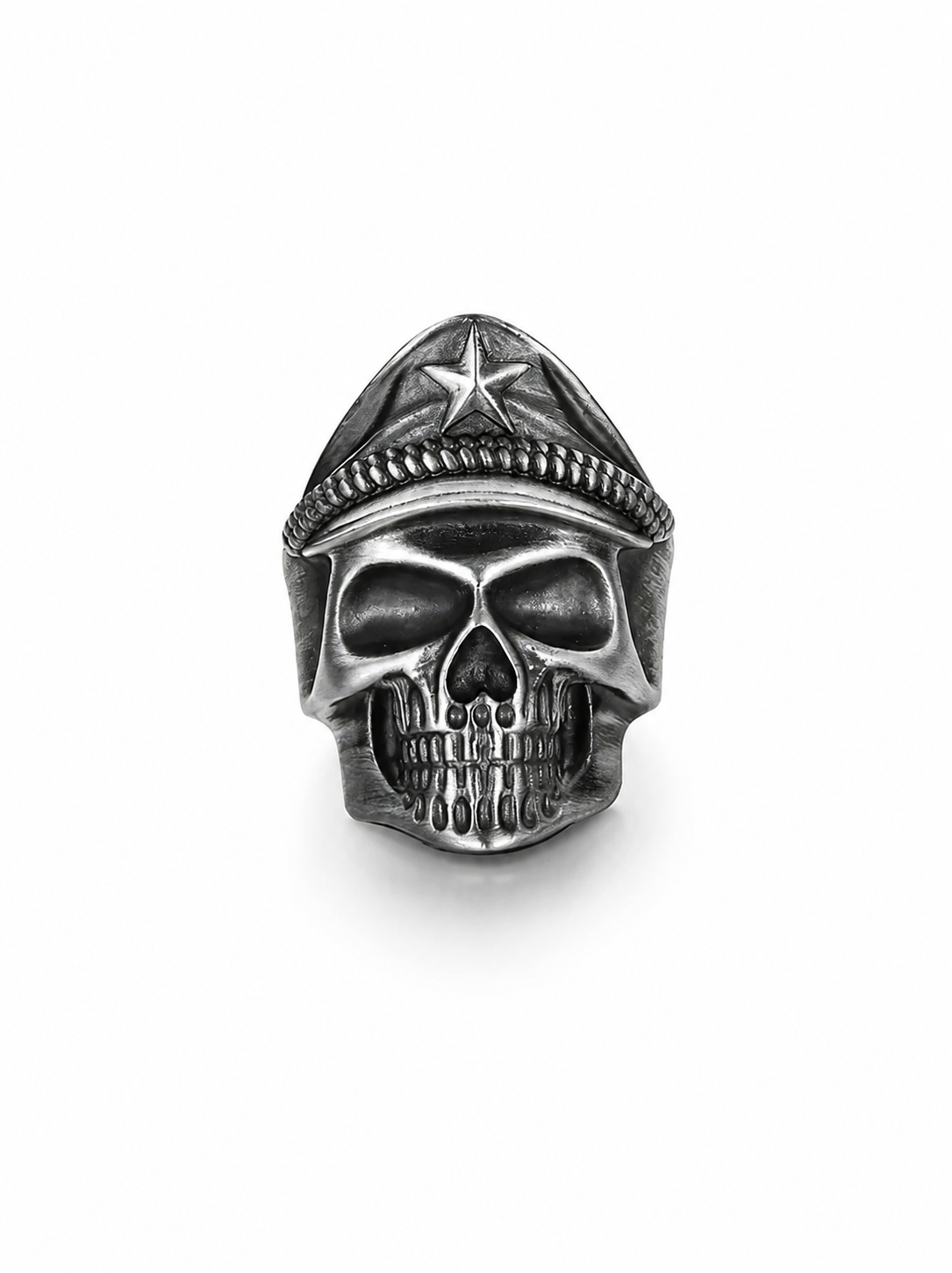 Naval Skull Sterling Silver Biker Ring - product view 2