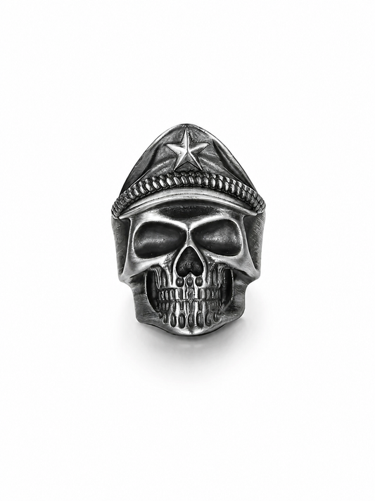 Naval Skull Sterling Silver Biker Ring - product view 2