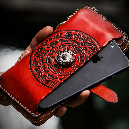 Nine-Palace medallion leather biker phone wallet gallery 1