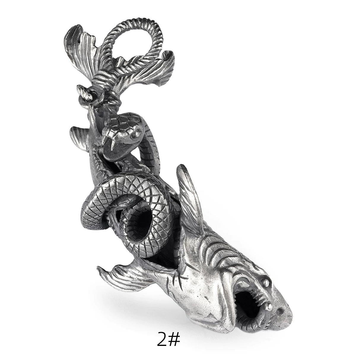 Python-wrapped shark sterling silver pendant style two