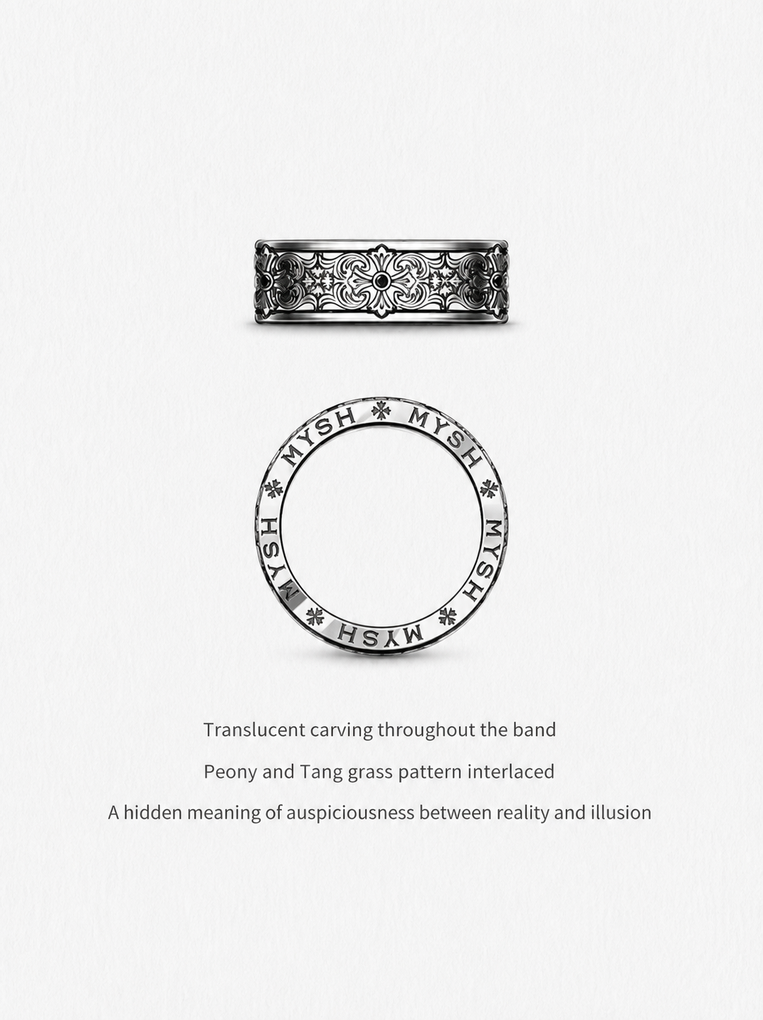 Ornate Cross and Iris Sterling Silver Biker Ring - product view 5