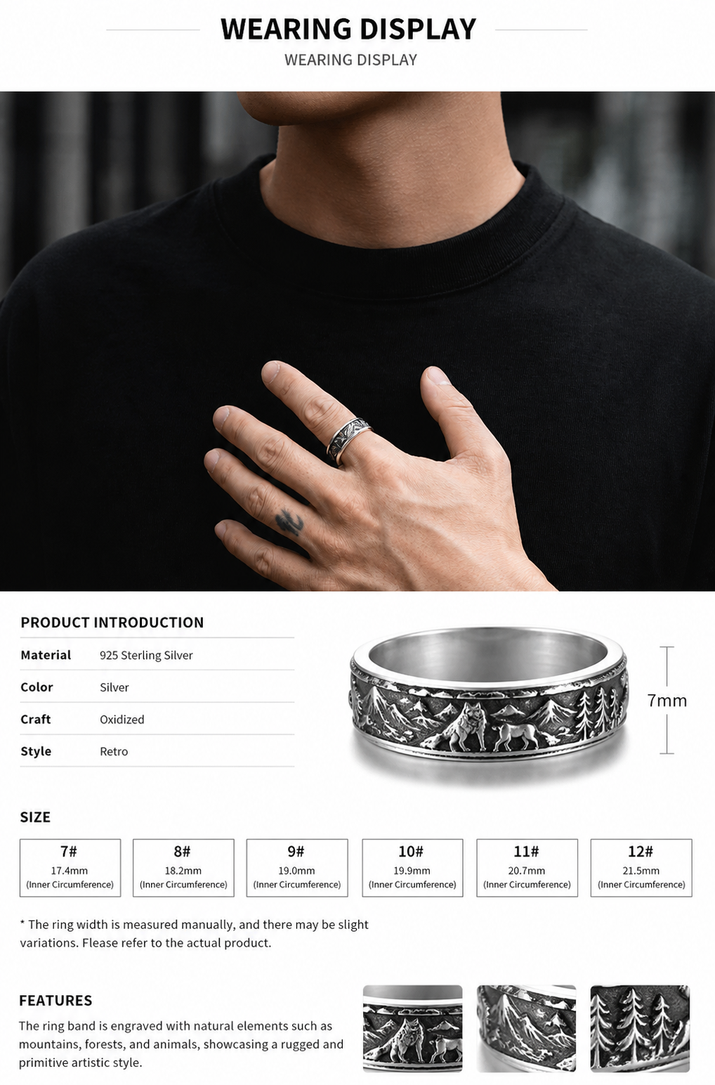 Pegasus Wing Sterling Silver Biker Ring - English product detail 10