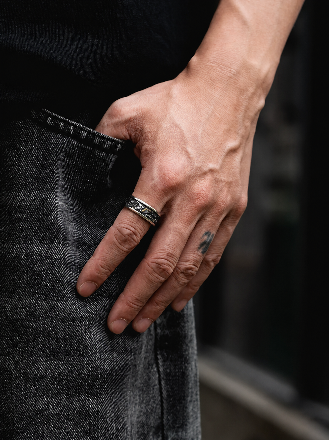 Pegasus Wing Sterling Silver Biker Ring - product view 2