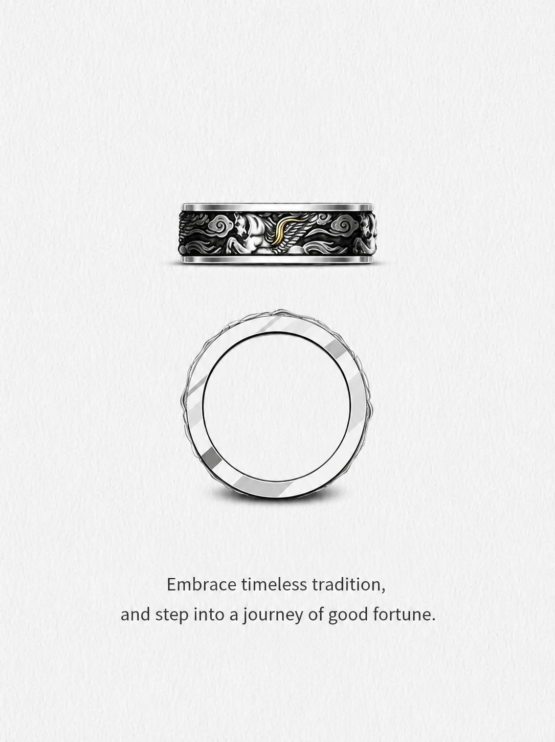 Pegasus Wing Sterling Silver Biker Ring - product view 5