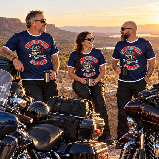 Custom motorcycle club quick-drying long-sleeve shirts shown for casual shirts for long-distance club runs.