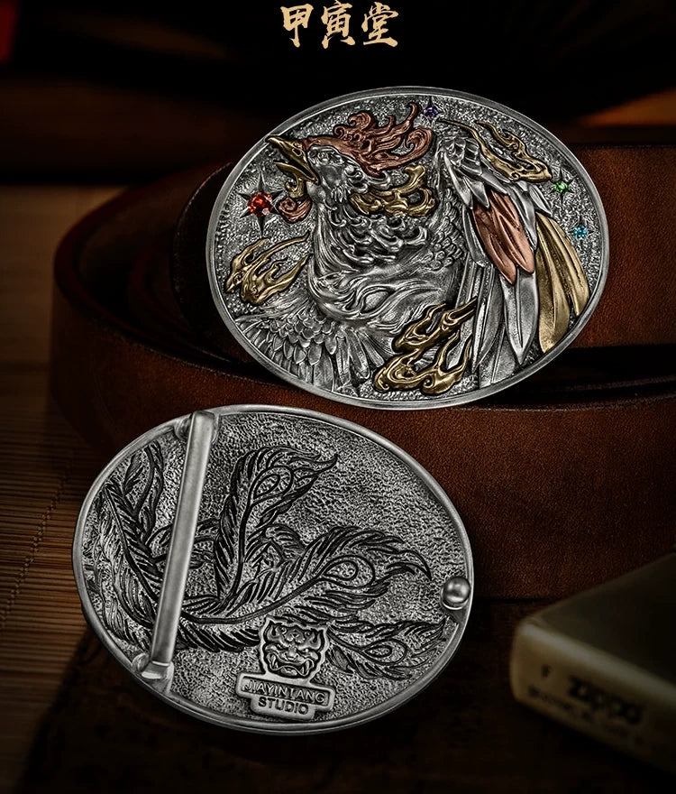 Phoenix Reborn Mixed-Metal Biker Belt Buckle detail view 1