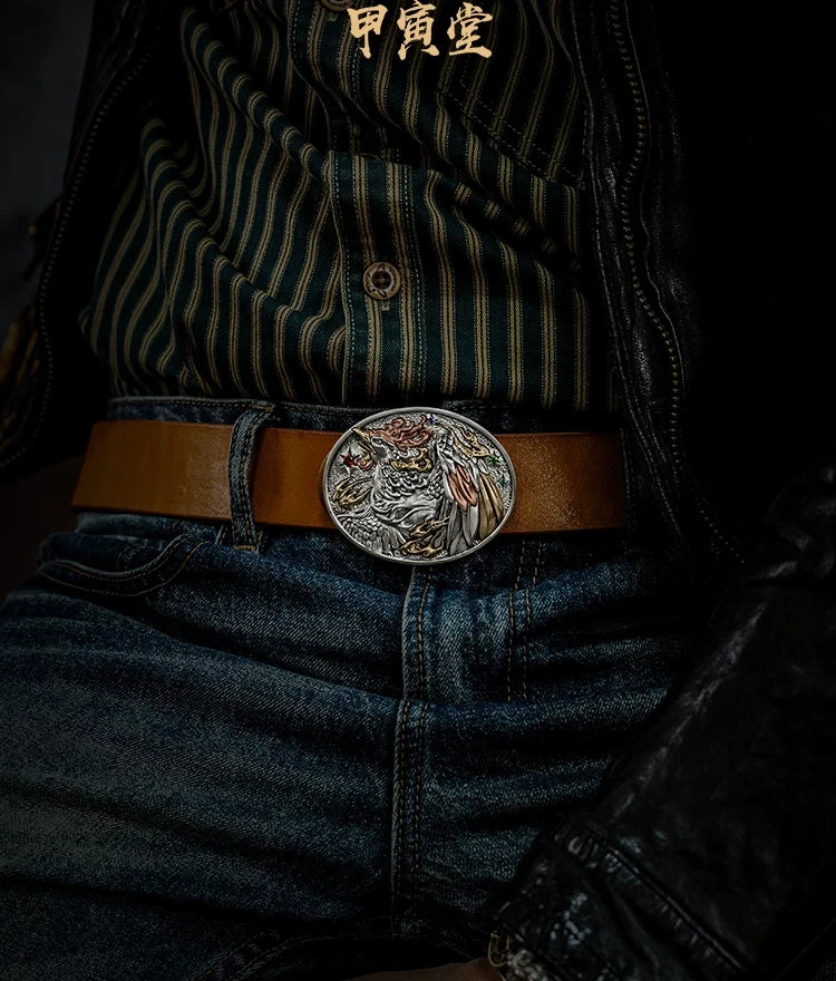Phoenix Reborn Mixed-Metal Biker Belt Buckle detail view 2