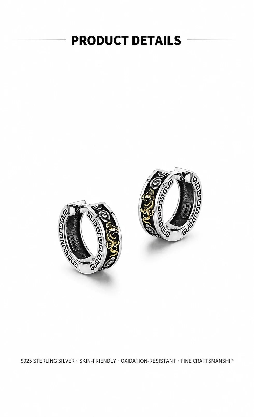 Pi Xiu hoop earrings S925 sterling silver details in English