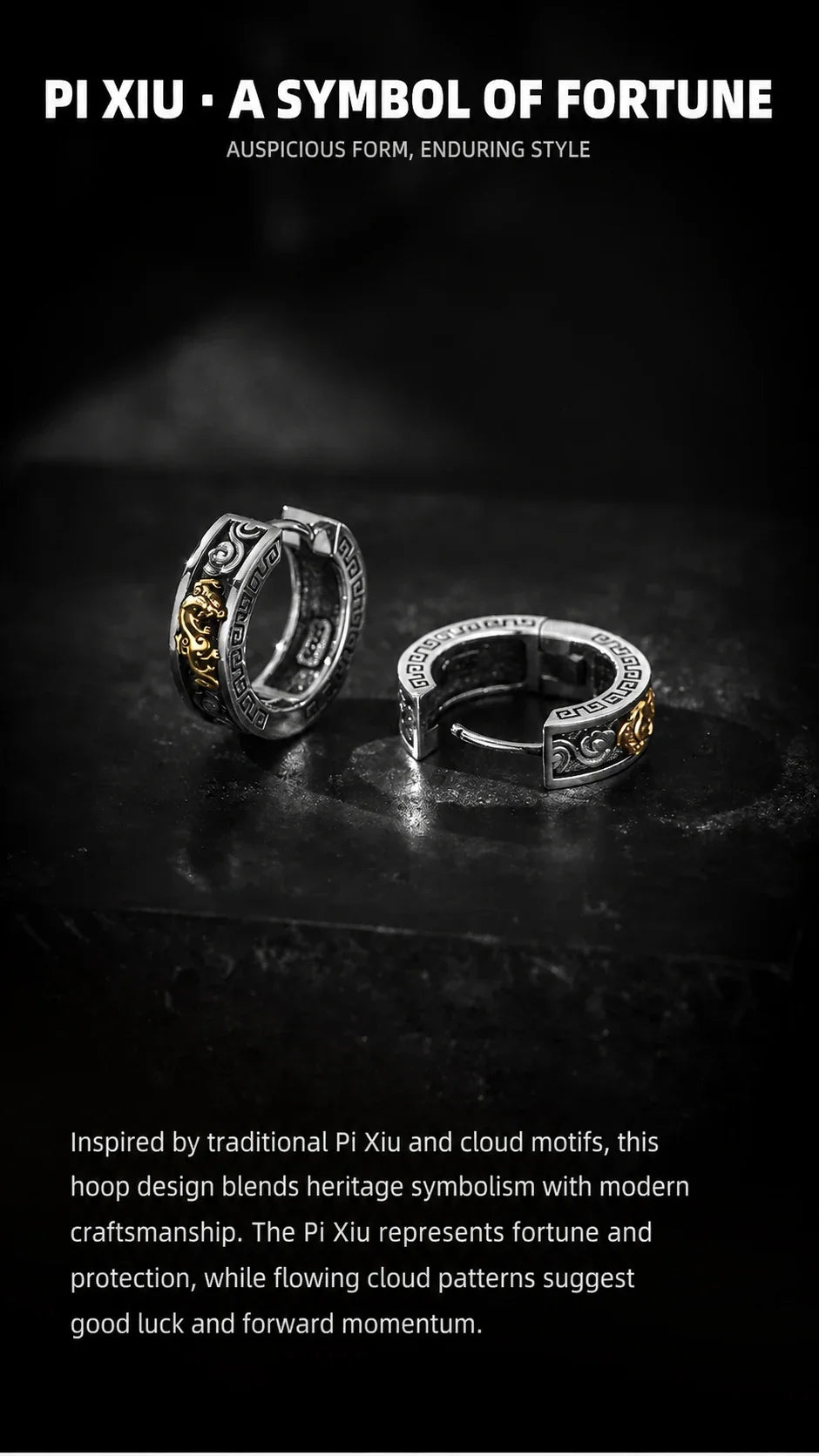Pi Xiu hoop earrings symbolism and design story in English