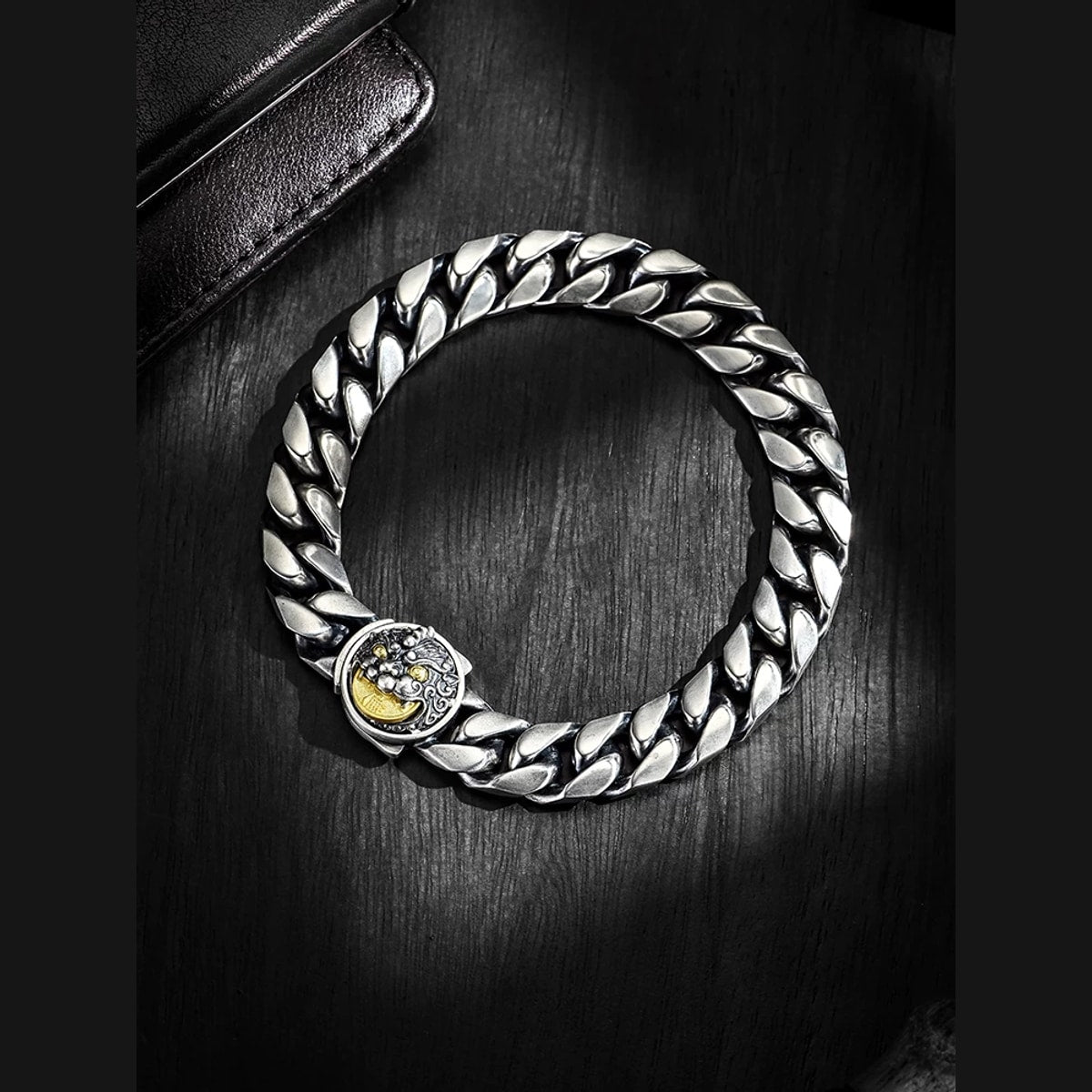Pixiu Sterling Silver Biker Bracelet – product view