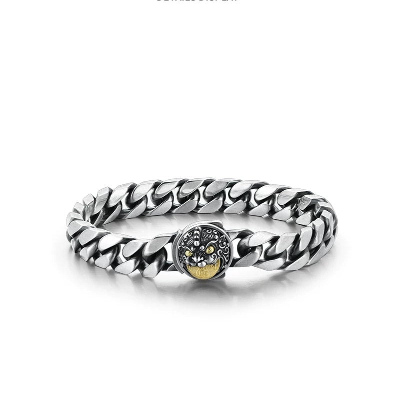 Pixiu Sterling Silver Biker Bracelet – design view 3