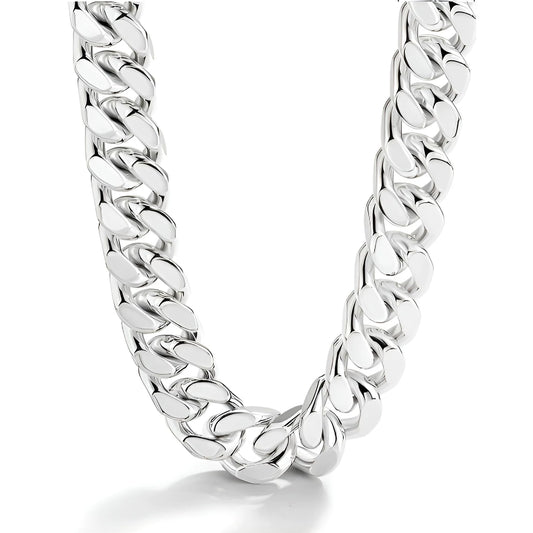 Platinum-Plated Sterling Silver Cuban Chain Necklace - view 1