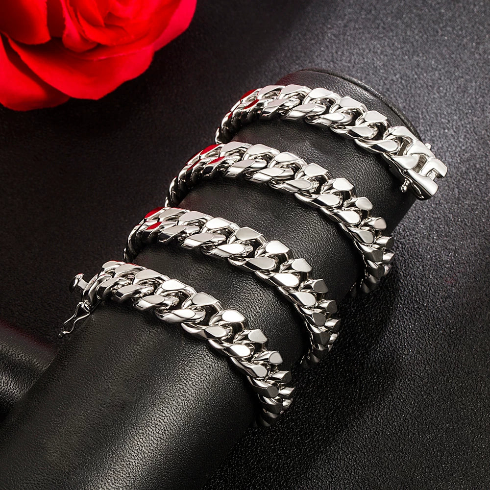 Platinum-Plated Sterling Silver Cuban Chain Necklace - view 2