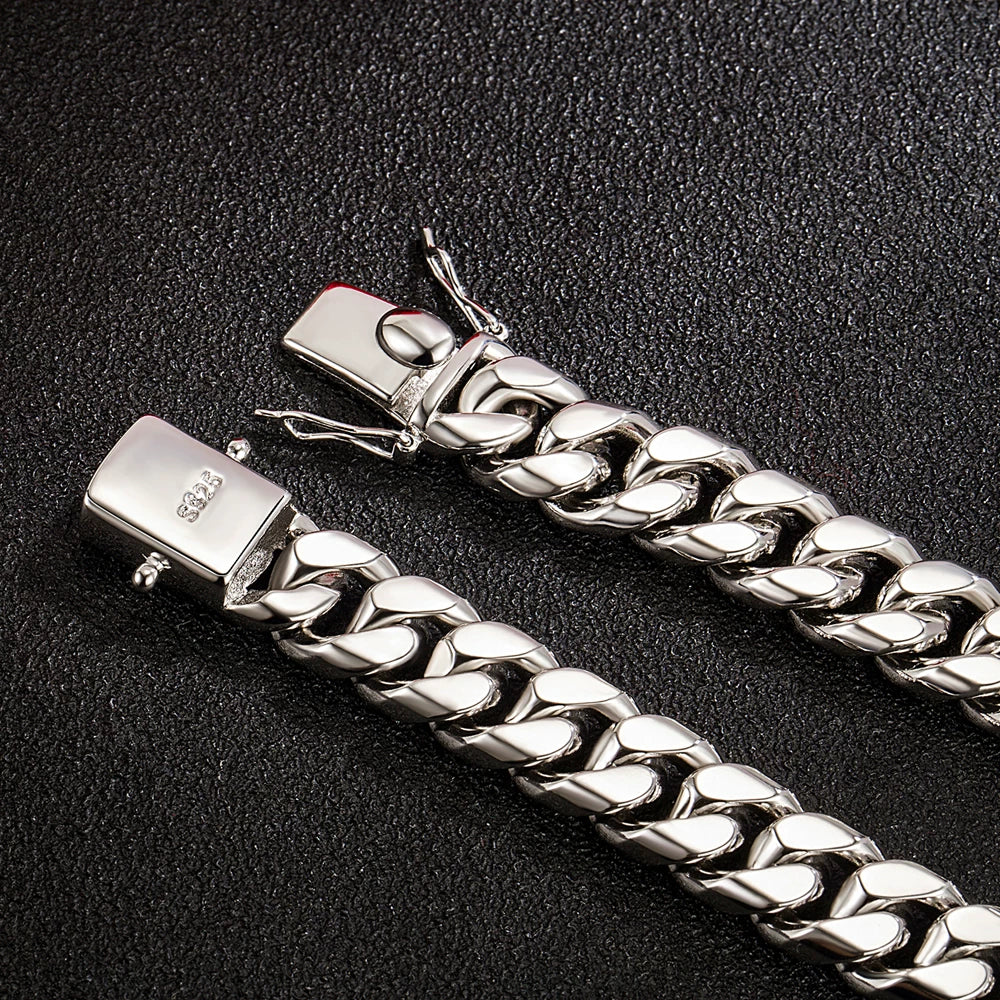 Platinum-Plated Sterling Silver Cuban Chain Necklace - view 3